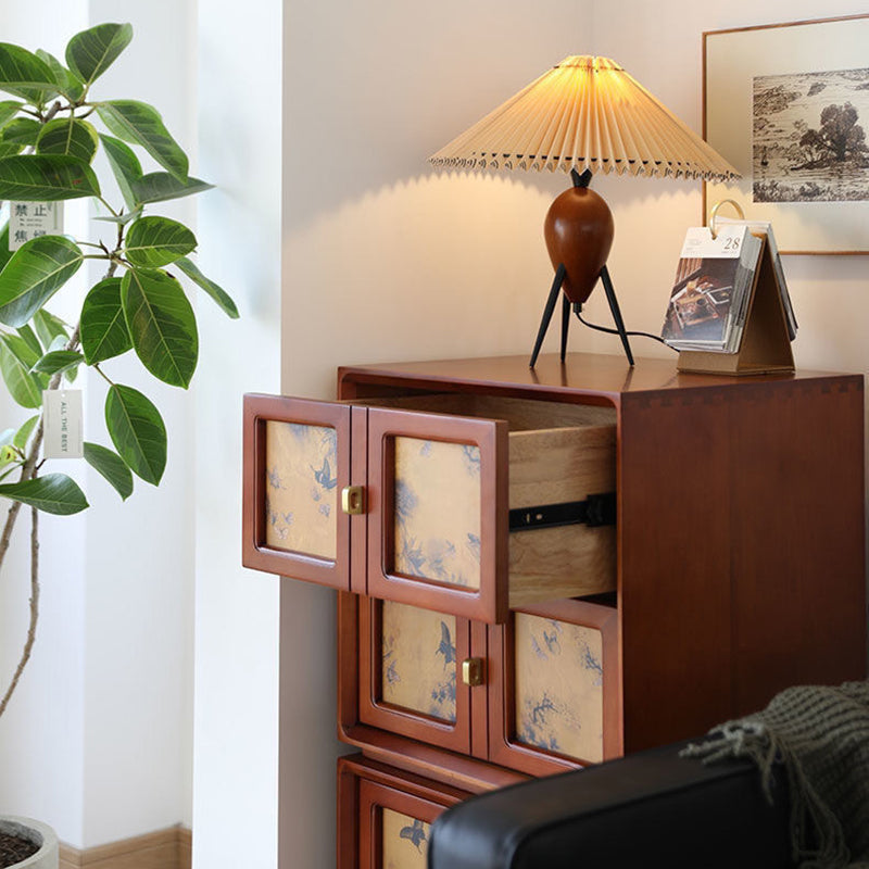 Traditional Vintage Handmade Muslin Boxwood Square Modular Combination Nightstand 2-Drawer For Bedroom