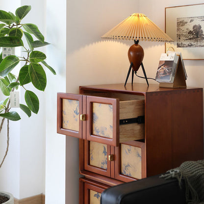 Traditional Vintage Handmade Muslin Boxwood Square Modular Combination Nightstand 2-Drawer For Bedroom