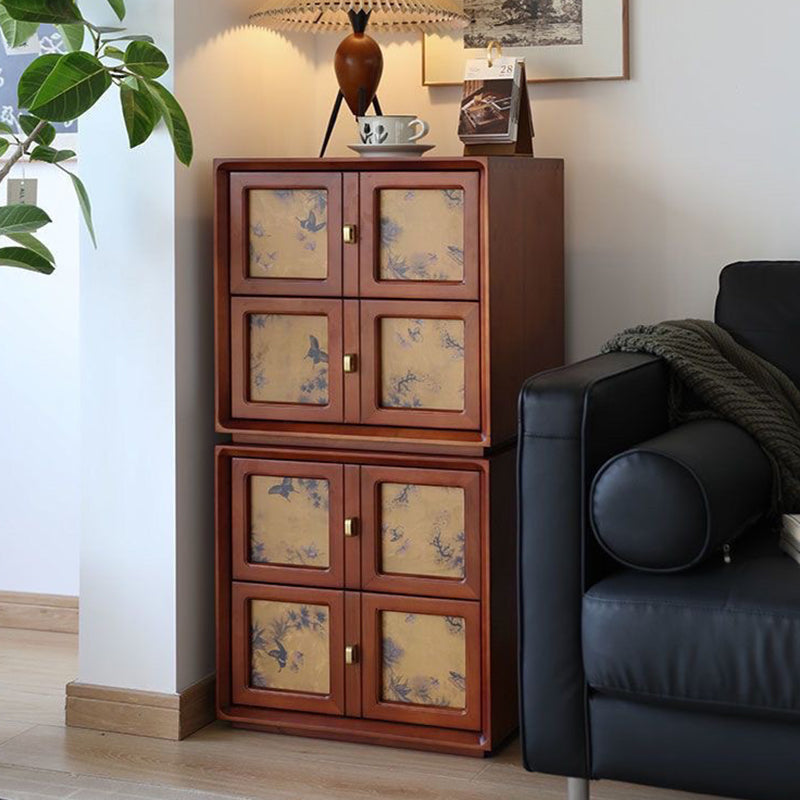 Traditional Vintage Handmade Muslin Boxwood Square Modular Combination Nightstand 2-Drawer For Bedroom