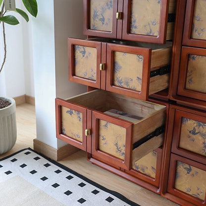 Traditional Vintage Handmade Muslin Boxwood Square Modular Combination Nightstand 2-Drawer For Bedroom