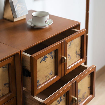 Traditional Vintage Handmade Muslin Boxwood Square Modular Combination Nightstand 2-Drawer For Bedroom