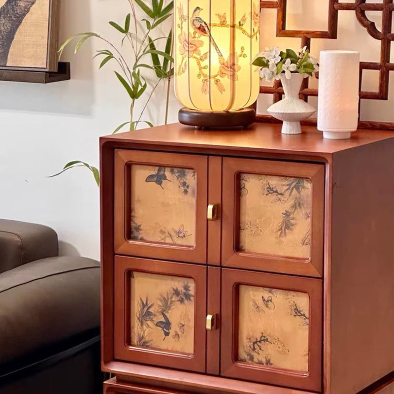 Traditional Vintage Handmade Muslin Boxwood Square Modular Combination Nightstand 2-Drawer For Bedroom