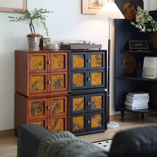 Traditional Vintage Handmade Muslin Boxwood Square Modular Combination Nightstand 2-Drawer For Bedroom