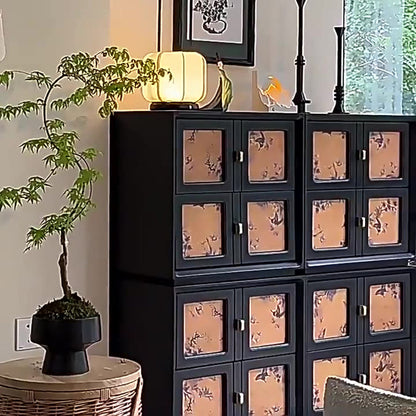 Traditional Vintage Handmade Muslin Boxwood Square Modular Combination Nightstand 2-Drawer For Bedroom