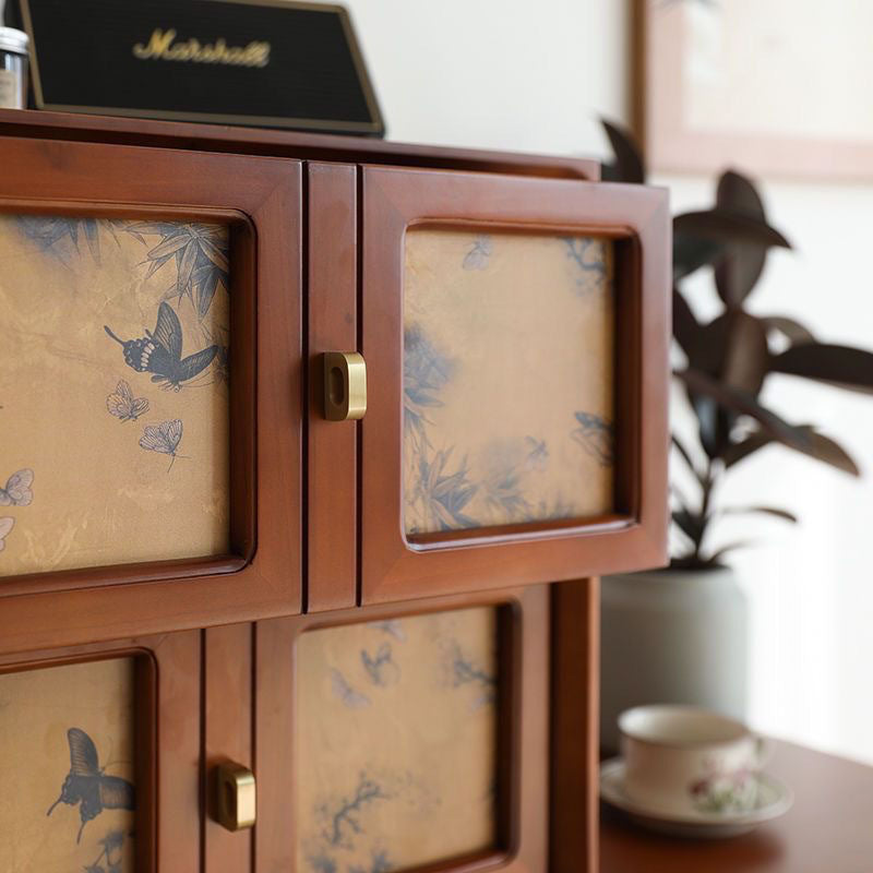 Traditional Vintage Handmade Muslin Boxwood Square Modular Combination Nightstand 2-Drawer For Bedroom