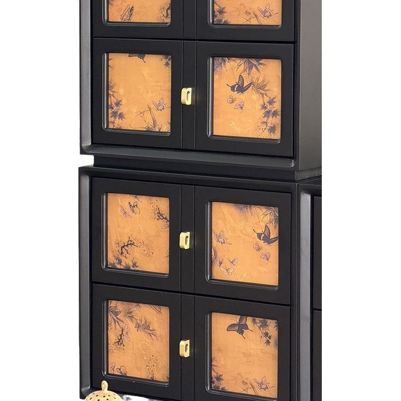 Traditional Vintage Handmade Muslin Boxwood Square Modular Combination Nightstand 2-Drawer For Bedroom