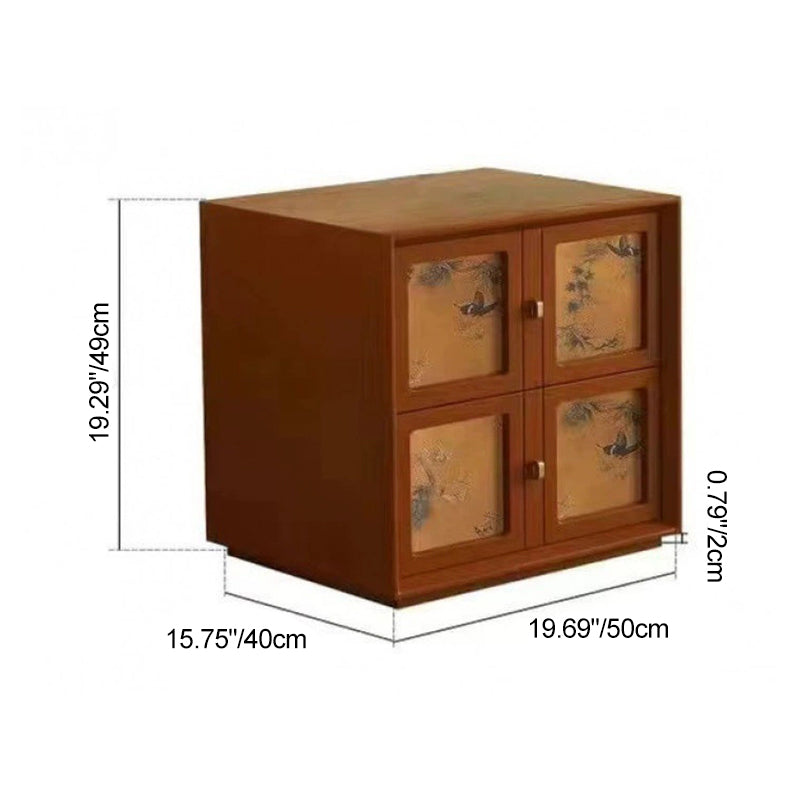 Traditional Vintage Handmade Muslin Boxwood Square Modular Combination Nightstand 2-Drawer For Bedroom