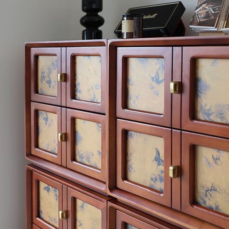 Traditional Vintage Handmade Muslin Boxwood Square Modular Combination Nightstand 2-Drawer For Bedroom