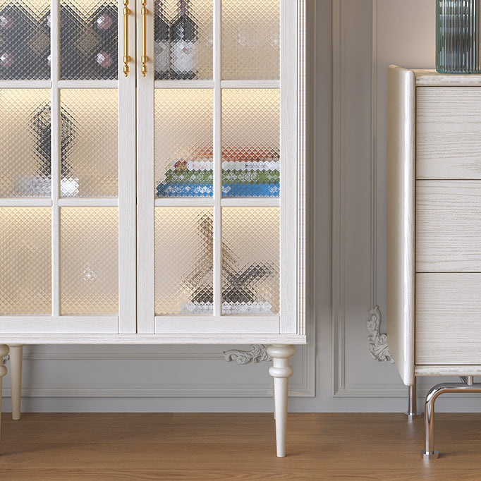 Traditional French Oak Ripple Glass Arched Roman Column Oval Side Table 4-Tier Cabinet For Bedroom