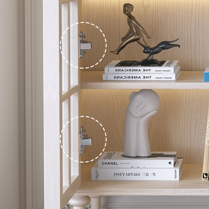 Traditional French Oak Ripple Glass Arched Roman Column Oval Side Table 4-Tier Cabinet For Bedroom