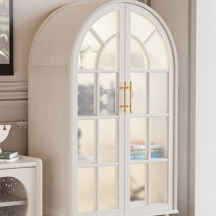 Traditional French Oak Ripple Glass Arched Roman Column Oval Side Table 4-Tier Cabinet For Bedroom