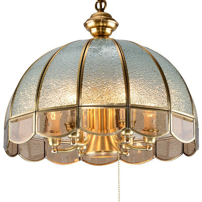Modern Art Deco Arched Geometric Mosaic Glass Copper 1/3/4/6 Light Chandelier For Dining Room