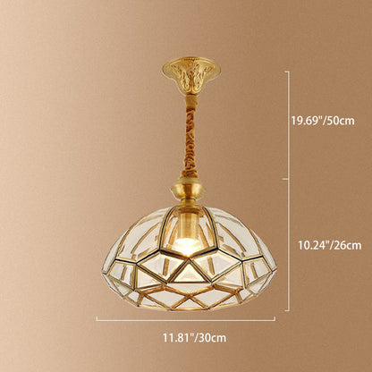 Modern Art Deco Arched Geometric Mosaic Glass Copper 1/3/4/6 Light Chandelier For Dining Room