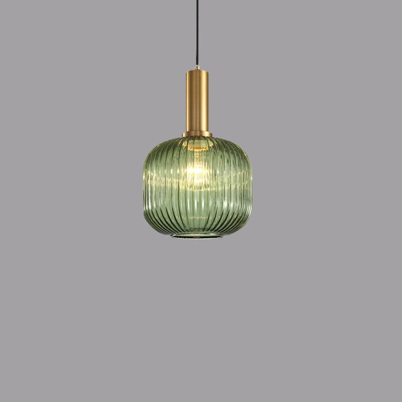 Minimalist Striped Glass Lantern 1-Light Pendant Light