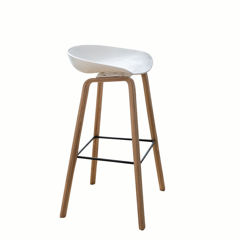 Modern Minimalist Rectangular PP Wood Bar Stool Backless Armless For Dining Room