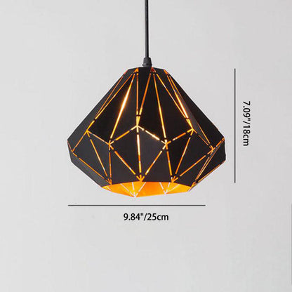 Vintage Wrought Iron Geometric Diamond Pendant Light