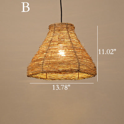Modern Bamboo Weaving 1-Light Pendant Light