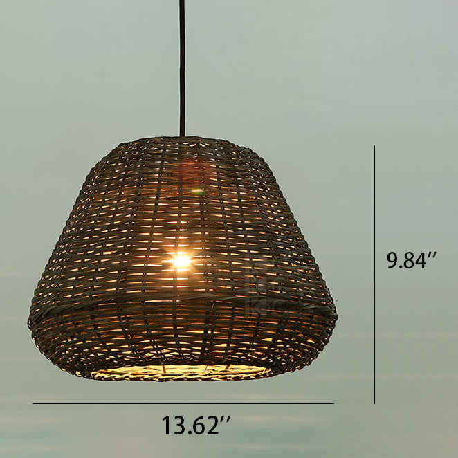 Modern Rattan Vintage Southeast Asian Style 1-Light Pendant Light