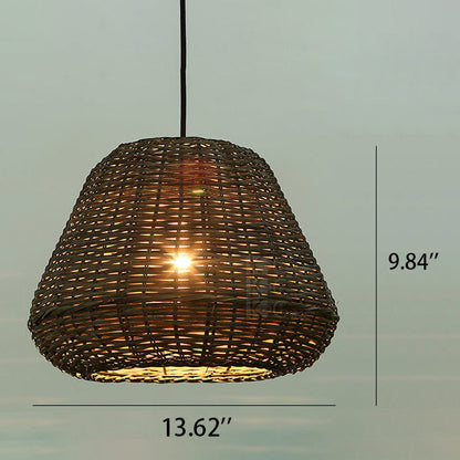 Modern Rattan Vintage Southeast Asian Style 1-Light Pendant Light
