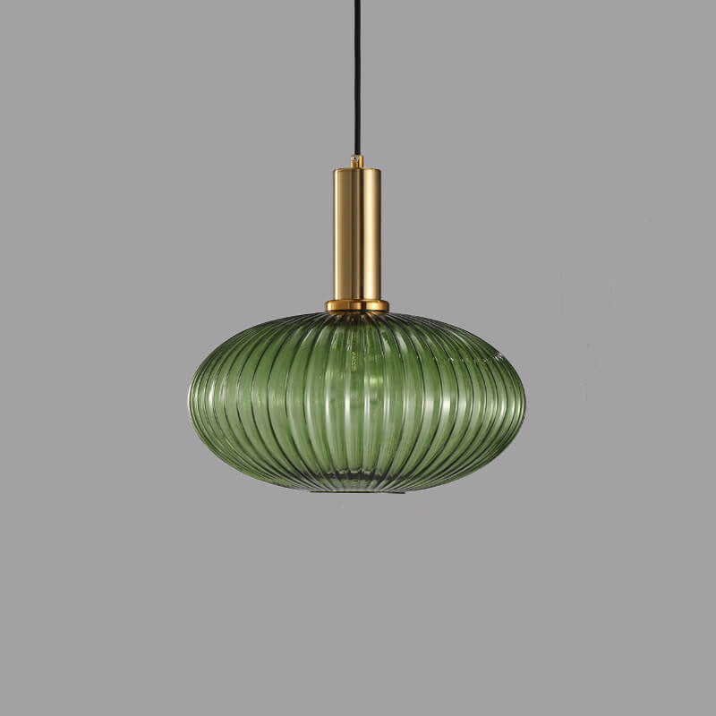 Minimalist Striped Glass Lantern 1-Light Pendant Light