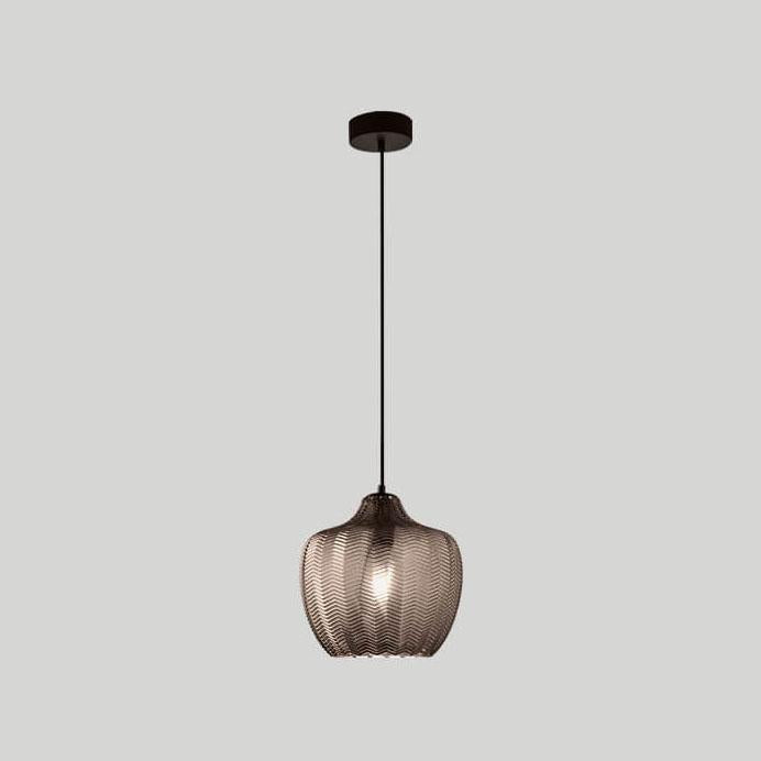Nordic Textured Wavy Glass 1-Light Barrel Pendant Light