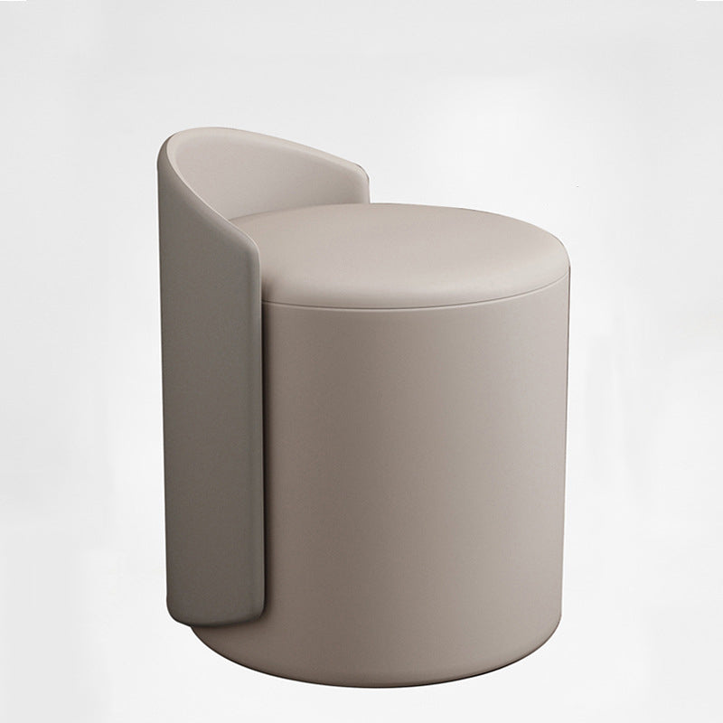 Modern Minimalist Cylindrical Fabric Tech Leather Iron Vanity Stool Backless Armless For Bedroom