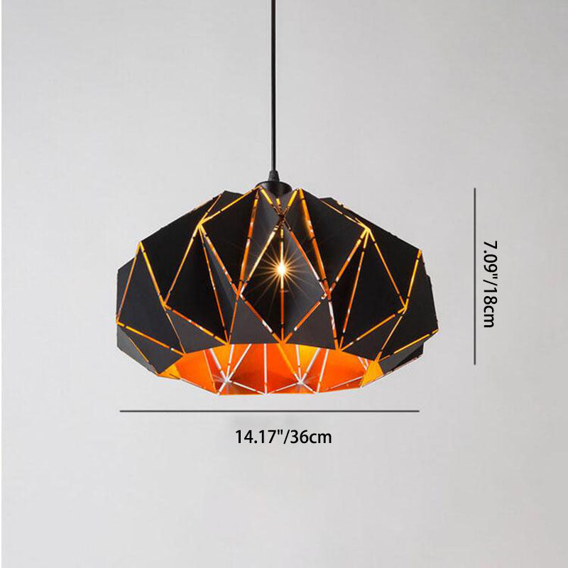 Vintage Wrought Iron Geometric Diamond Pendant Light