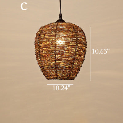 Modern Bamboo Weaving 1-Light Pendant Light