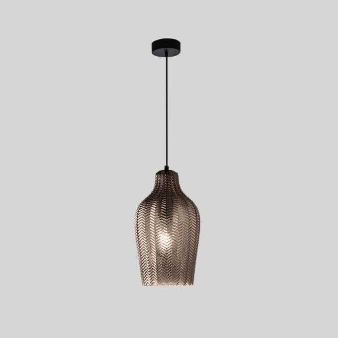 Nordic Textured Wavy Glass 1-Light Barrel Pendant Light