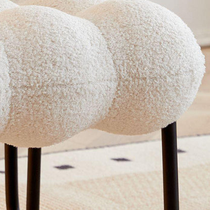 Modern Simplicity Cream Coil Velvet Carbon Steel Vanity Stool Backrest Armless For Bedroom