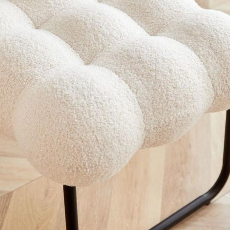 Modern Simplicity Cream Coil Velvet Carbon Steel Vanity Stool Backrest Armless For Bedroom