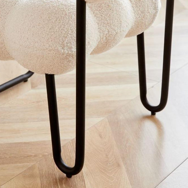 Modern Simplicity Cream Coil Velvet Carbon Steel Vanity Stool Backrest Armless For Bedroom