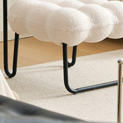 Modern Simplicity Cream Coil Velvet Carbon Steel Vanity Stool Backrest Armless For Bedroom