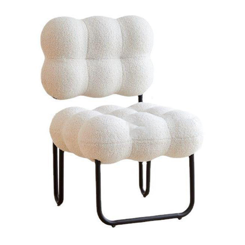 Modern Simplicity Cream Coil Velvet Carbon Steel Vanity Stool Backrest Armless For Bedroom