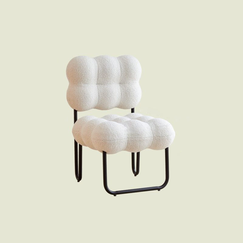 Modern Simplicity Cream Coil Velvet Carbon Steel Vanity Stool Backrest Armless For Bedroom