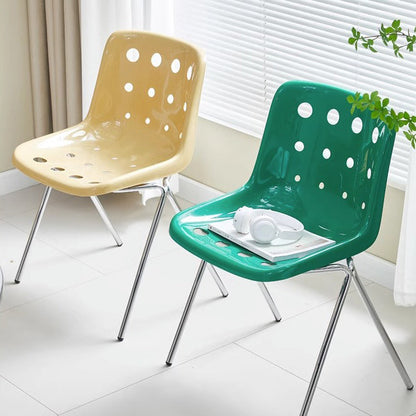 Contemporary Creative Macarons Hole PP Iron Dining Chair Backrest Armless For Dining Room