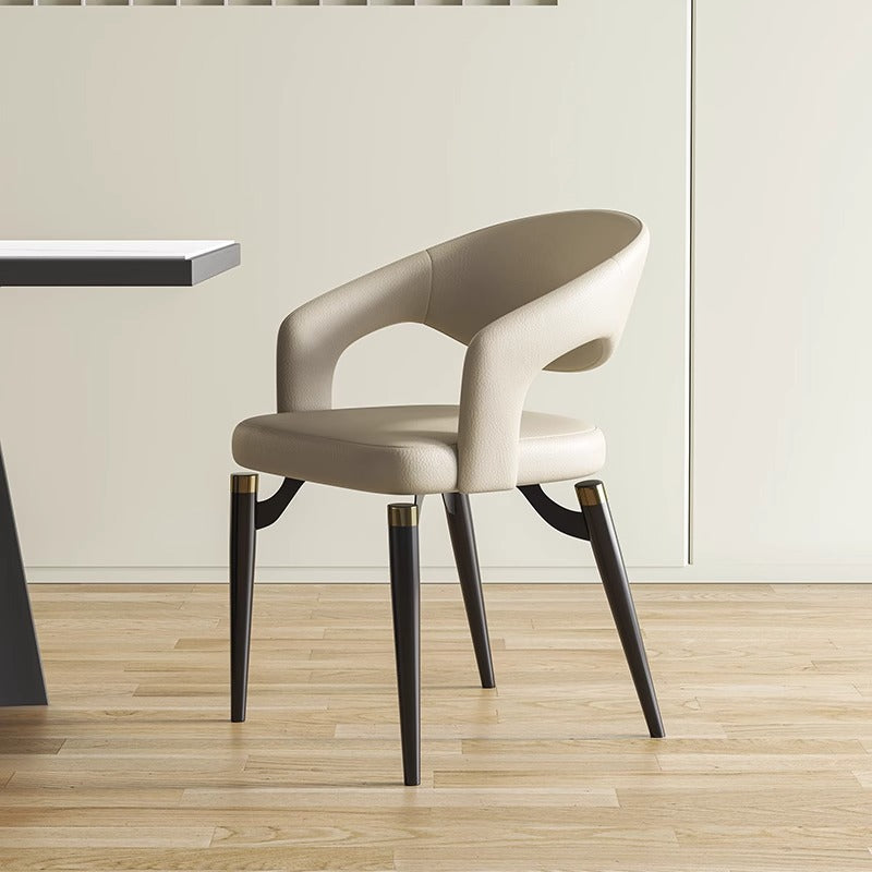 Modern Simplicity Leather Carbon Steel Dining Chair Backrest Armrest For Dining Room