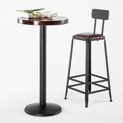 Contemporary Industrial Leather Iron Bar Stool Backrest Armless For Dining Room