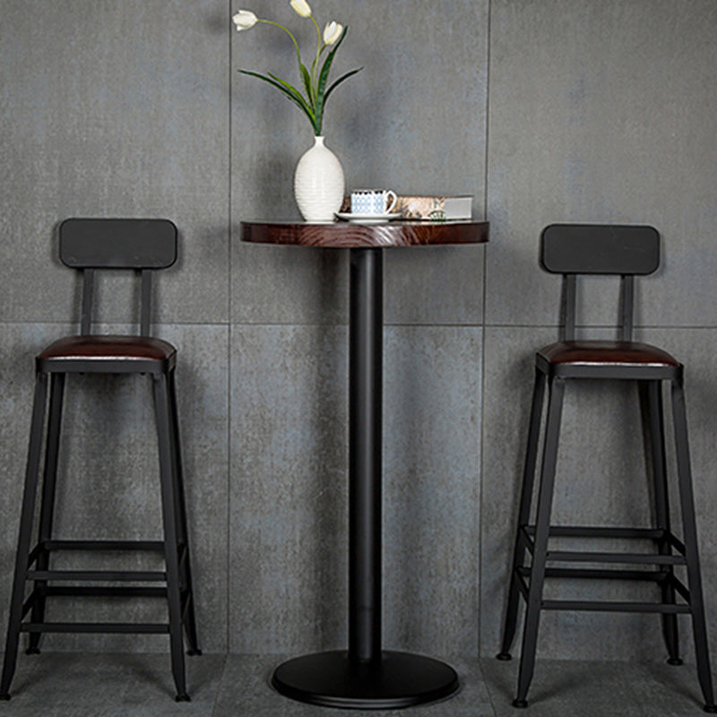 Contemporary Industrial Leather Iron Bar Stool Backrest Armless For Dining Room