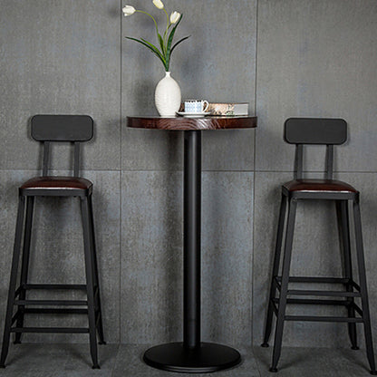 Contemporary Industrial Leather Iron Bar Stool Backrest Armless For Dining Room