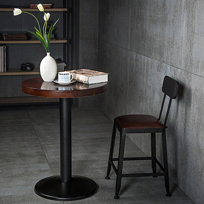 Contemporary Industrial Leather Iron Bar Stool Backrest Armless For Dining Room