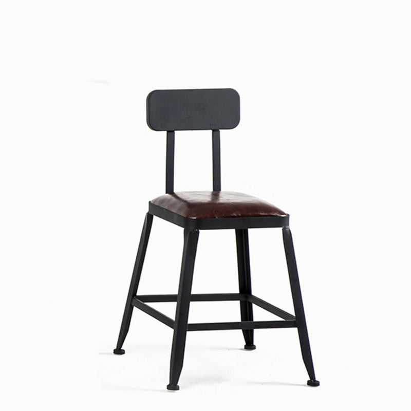 Contemporary Industrial Leather Iron Bar Stool Backrest Armless For Dining Room