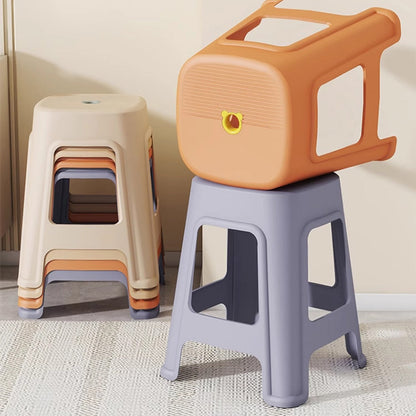 Contemporary Nordic Full Plastic Anti-slip Dining Chair Backless Armless For Dining Room