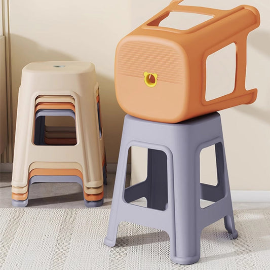 Contemporary Nordic Full Plastic Anti-slip Dining Chair Backless Armless For Dining Room