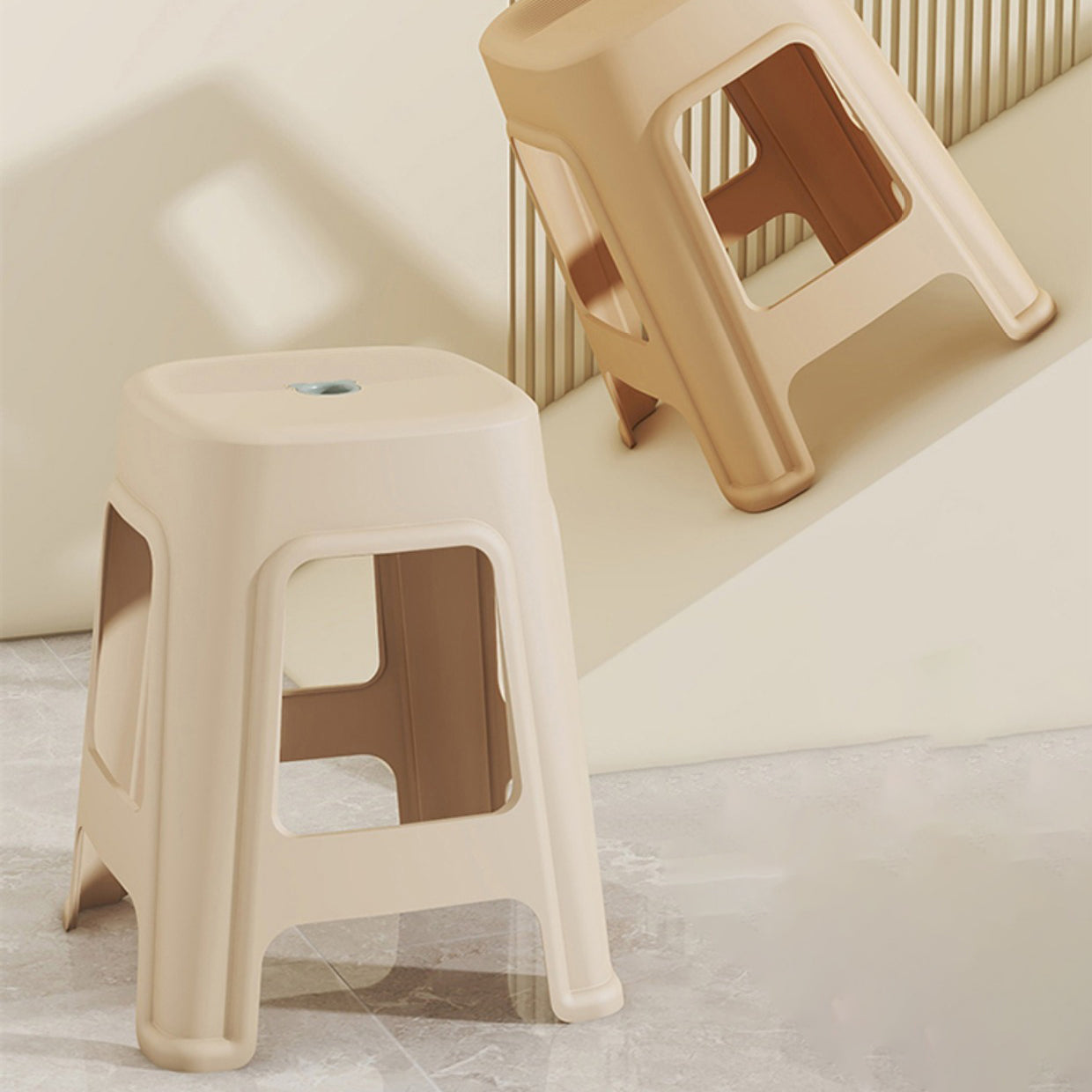 Contemporary Nordic Full Plastic Anti-slip Dining Chair Backless Armless For Dining Room