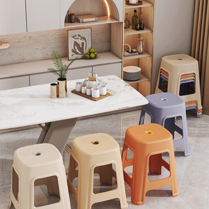 Contemporary Nordic Full Plastic Anti-slip Dining Chair Backless Armless For Dining Room