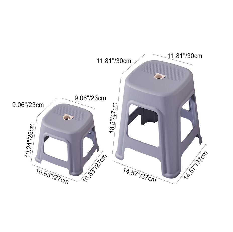 Contemporary Nordic Full Plastic Anti-slip Dining Chair Backless Armless For Dining Room