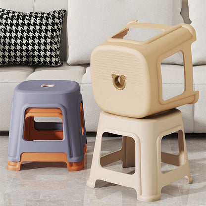 Contemporary Nordic Full Plastic Anti-slip Dining Chair Backless Armless For Dining Room