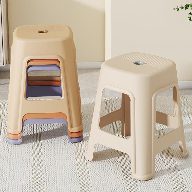 Contemporary Nordic Full Plastic Anti-slip Dining Chair Backless Armless For Dining Room