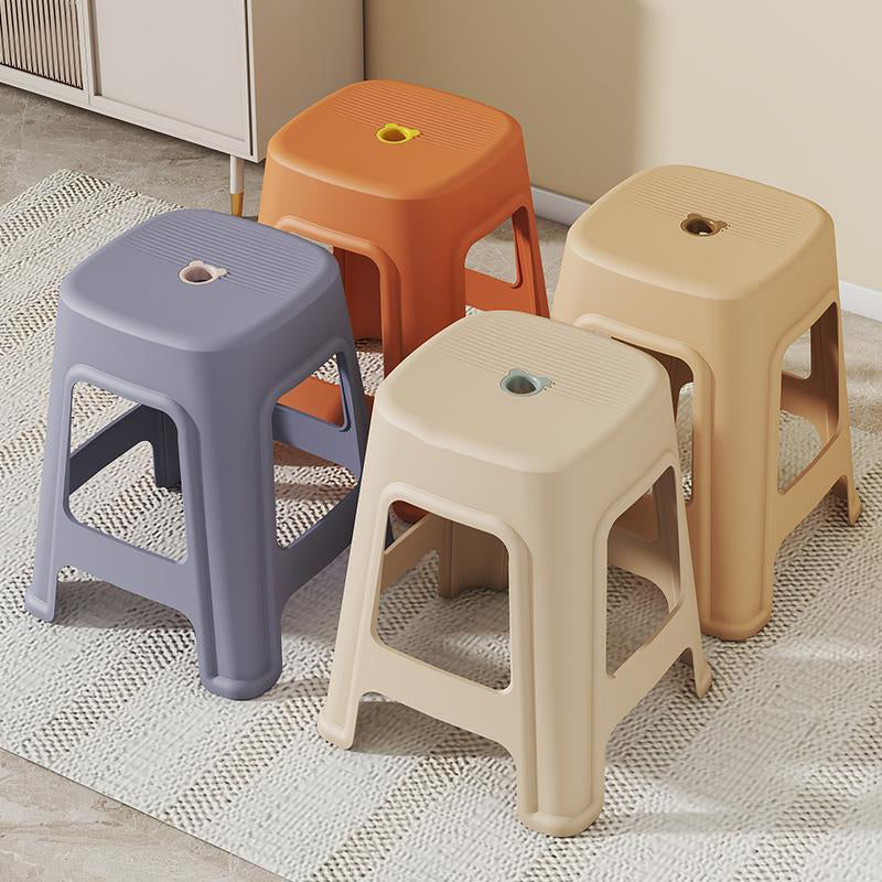 Contemporary Nordic Full Plastic Anti-slip Dining Chair Backless Armless For Dining Room